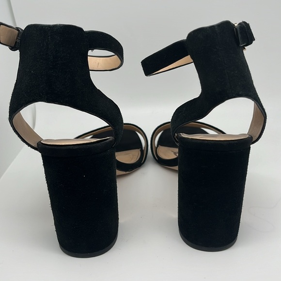 Sam Edelman Synthia Leather Open Toe Strap Back Suede Block Heels Size 10.5 - Picture 5 of 11